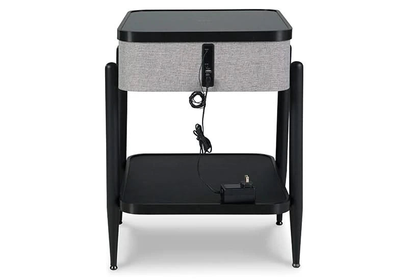 Jorvalee Contemporary End Table with Built-in Bluetooth Speaker, Wireless and USB Charging