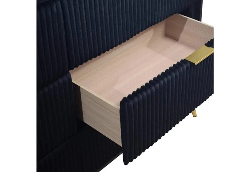 Kailani Black Contemporary 5 PC Bedroom Set with Bed (Headboard, Footboard, and Rails), Dresser and Mirror