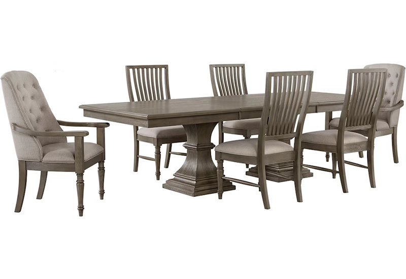 Kings Court Rectangular Dining Table with Dual Pedestal Base