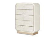La Rachelle Medium Champagne 5 Drawer Chest with Starburst Veneer Design