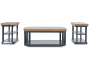 Landocken Brown/Blue Contemporary 3 PC Coffee Table Set