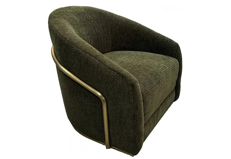 Lima Modern Swivel Chair in Textured Green Upholstery