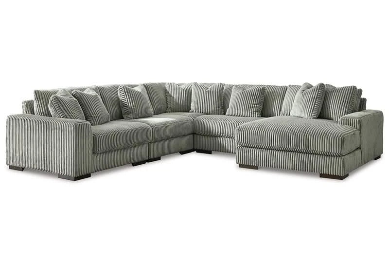 Linx Modern 5 PC Modular Sectional with Chaise and Throw Pillows
