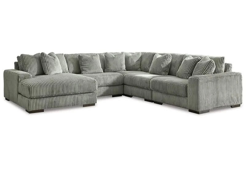 Linx Modern 5 PC Modular Sectional with Chaise and Throw Pillows