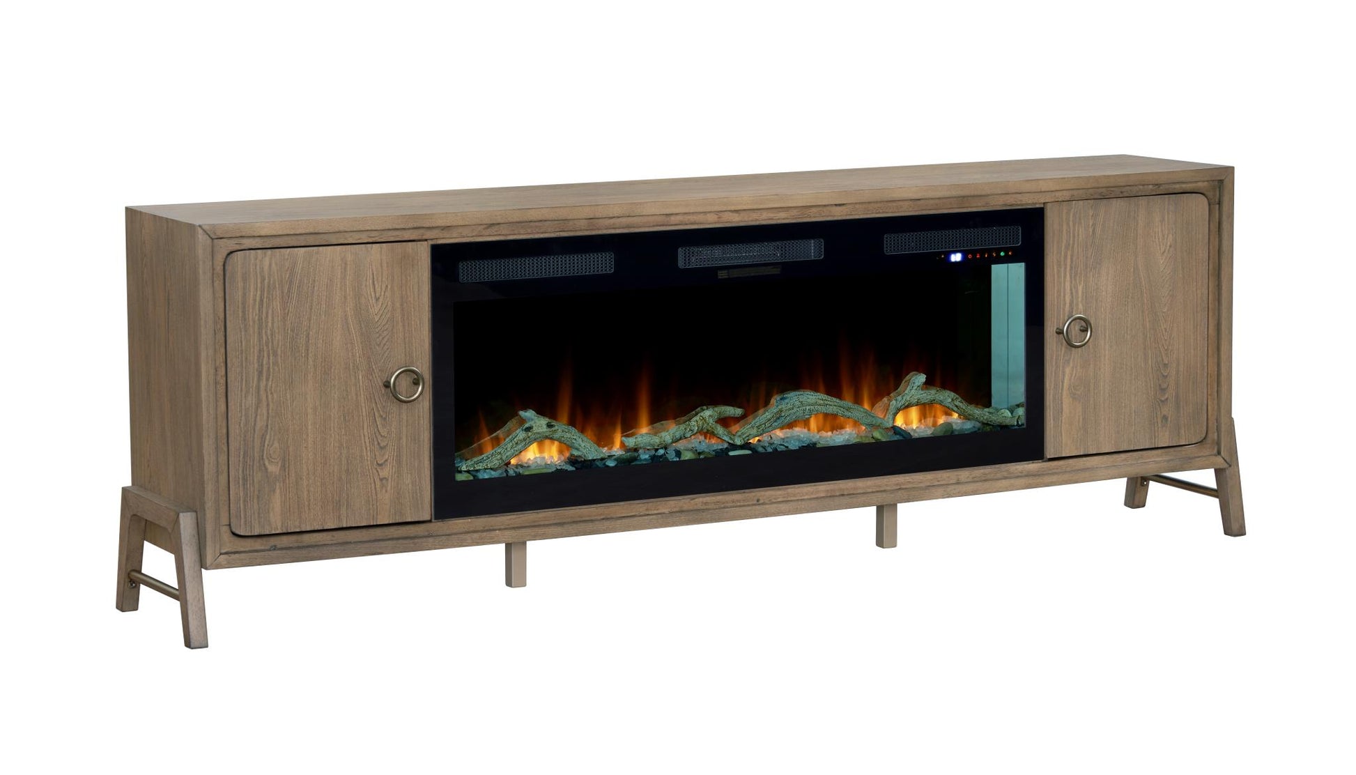 2PC Elure 84" Latte Fireplace Console with 50" Logs