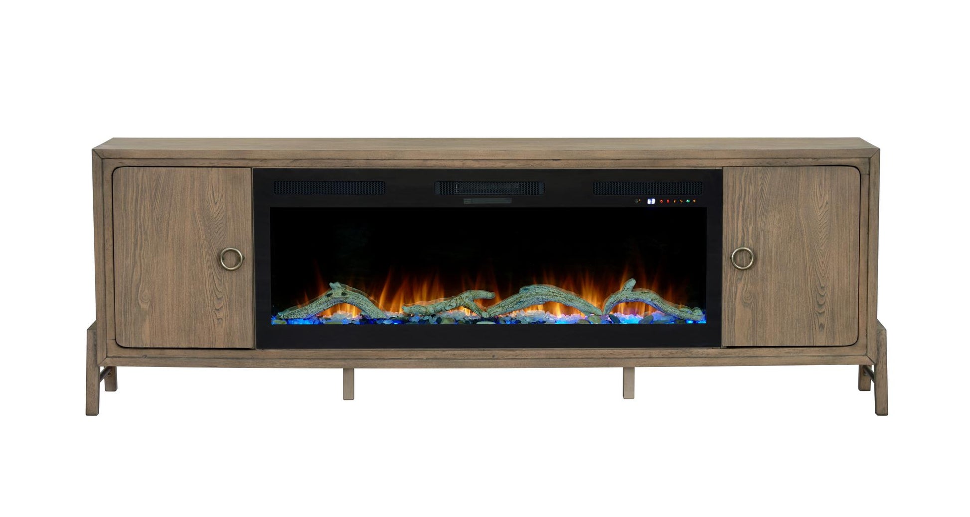 2PC Elure 84" Latte Fireplace Console with 50" Logs
