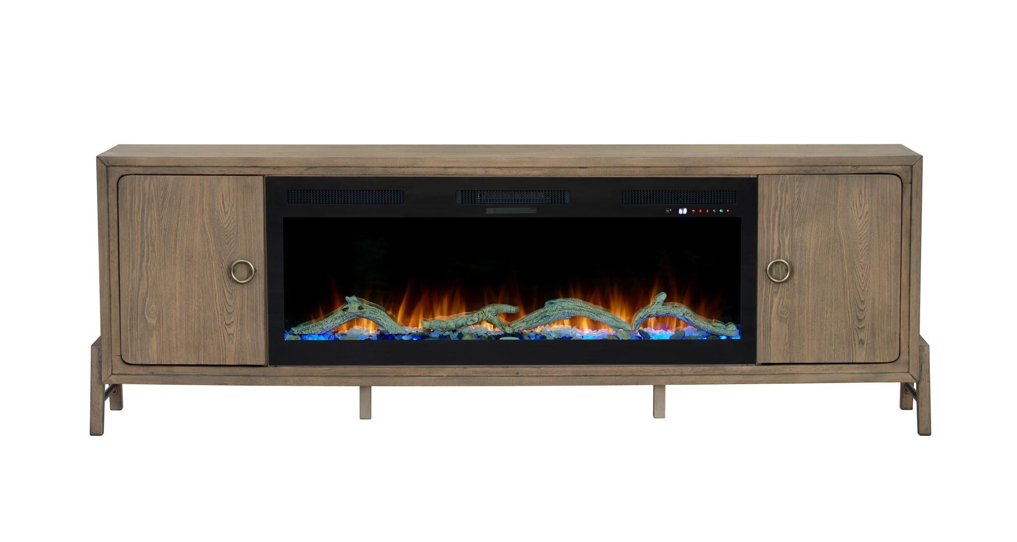 2PC Elure 84" Latte Fireplace Console with 50" Logs