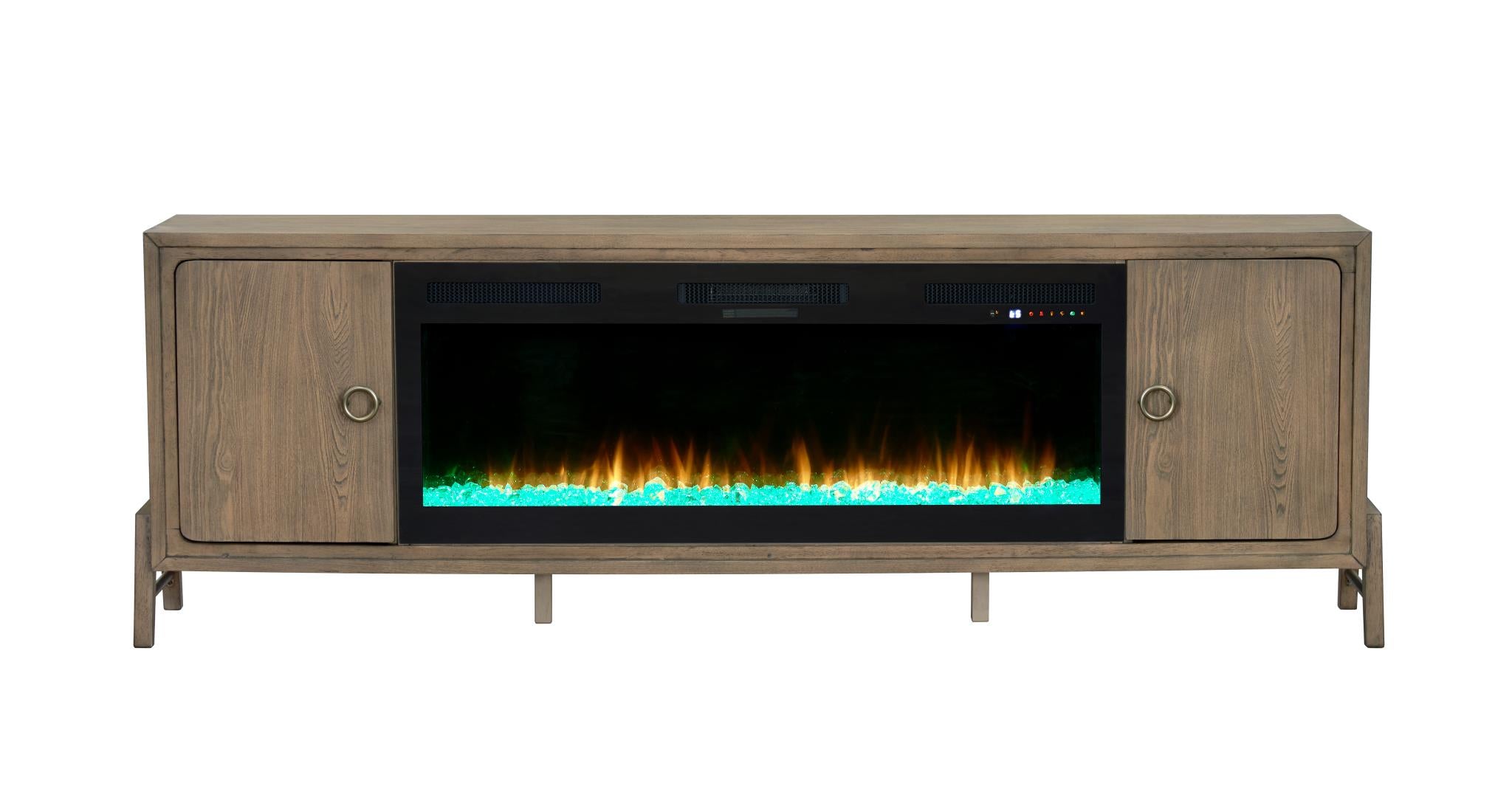 2PC Elure 84" Latte Fireplace Console with 50" Crystals