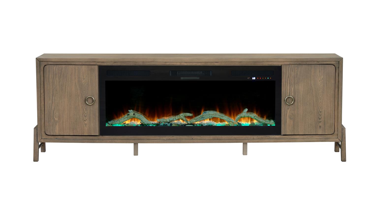 2PC Elure 84" Latte Fireplace Console with 50" Logs
