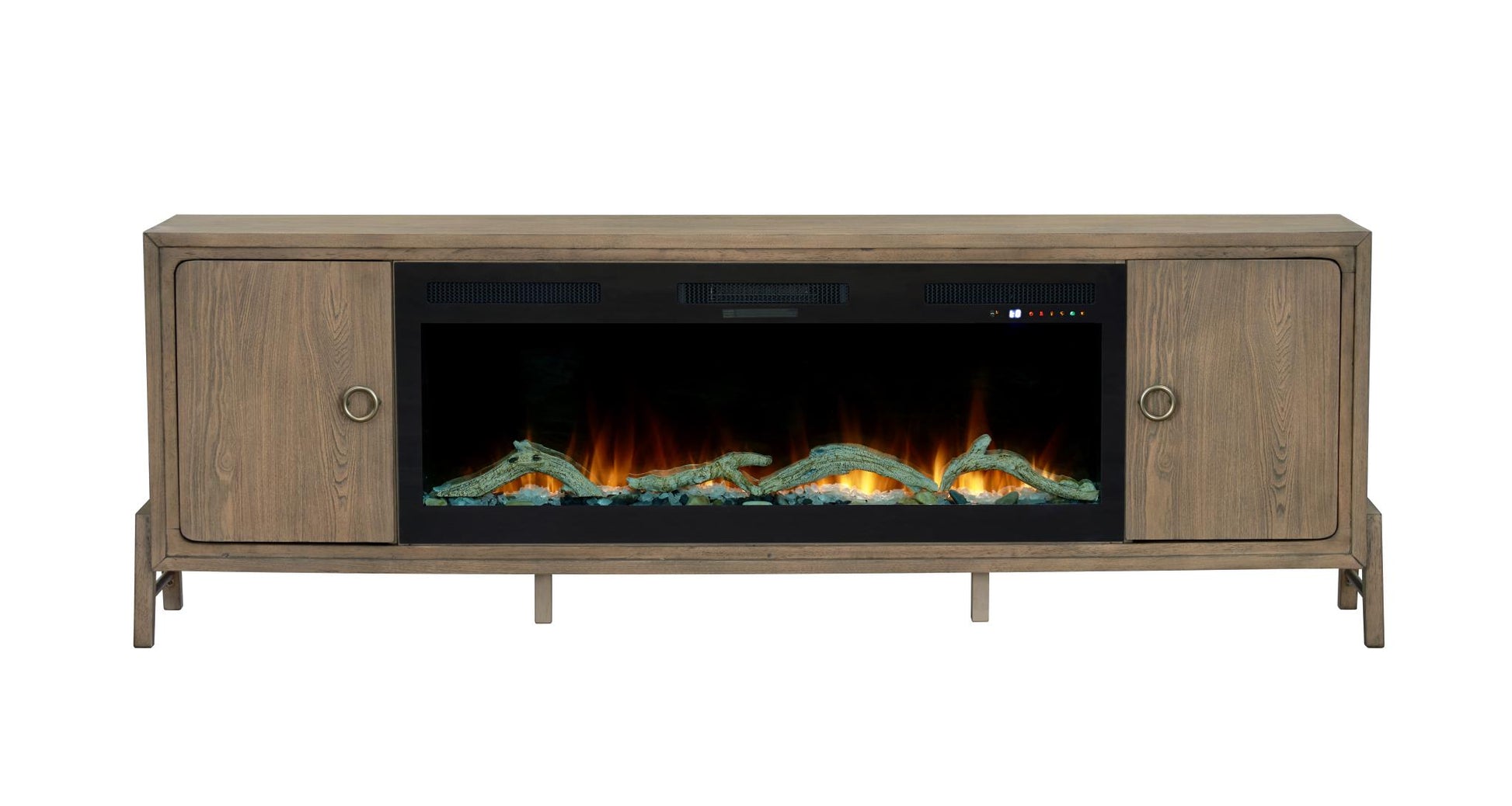 2PC Elure 84" Latte Fireplace Console with 50" Logs