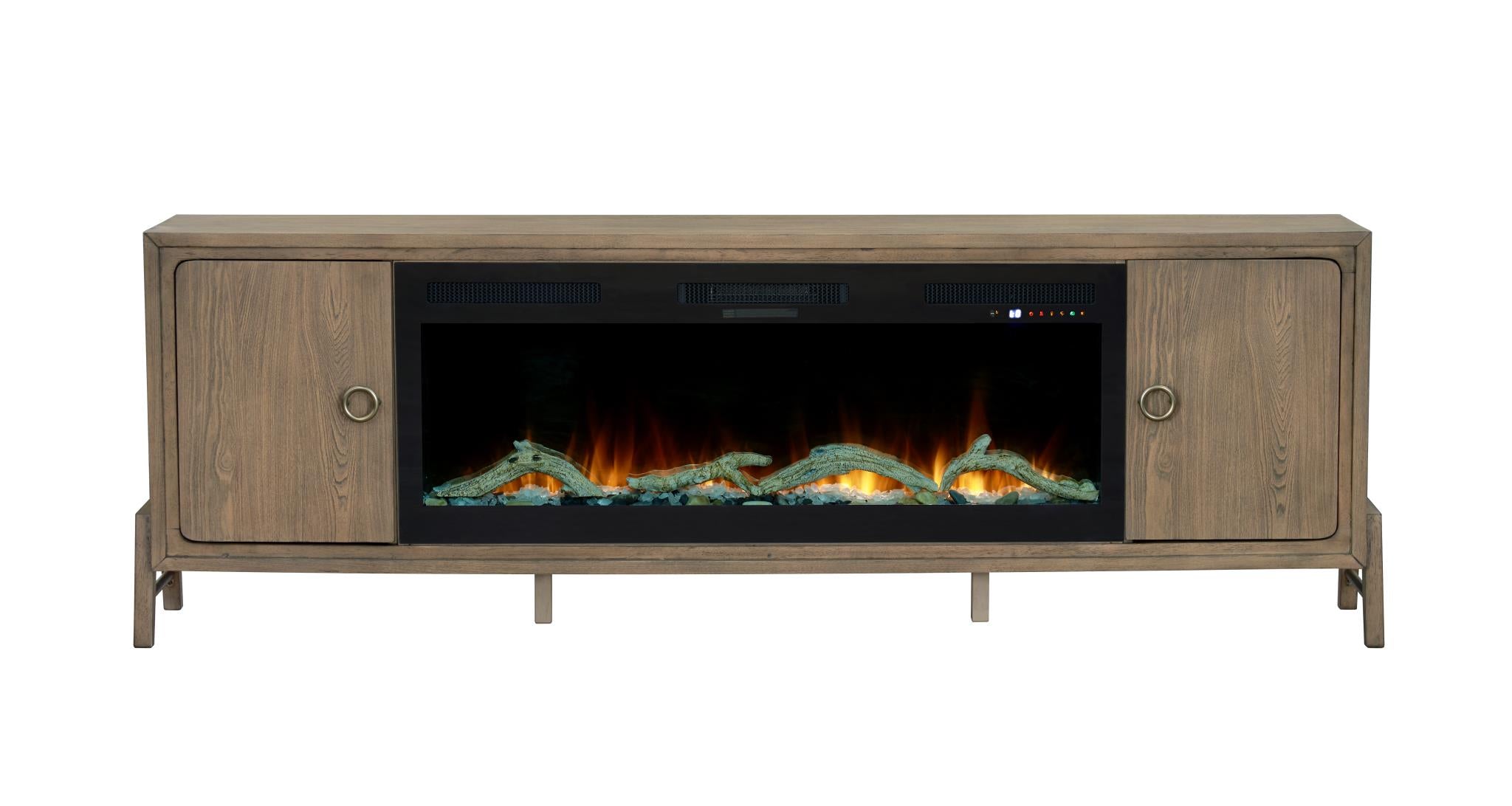 2PC Elure 84" Latte Fireplace Console with 50" Logs