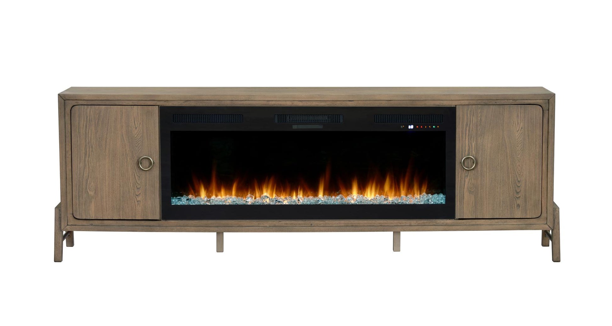 2PC Elure 84" Latte Fireplace Console with 50" Crystals