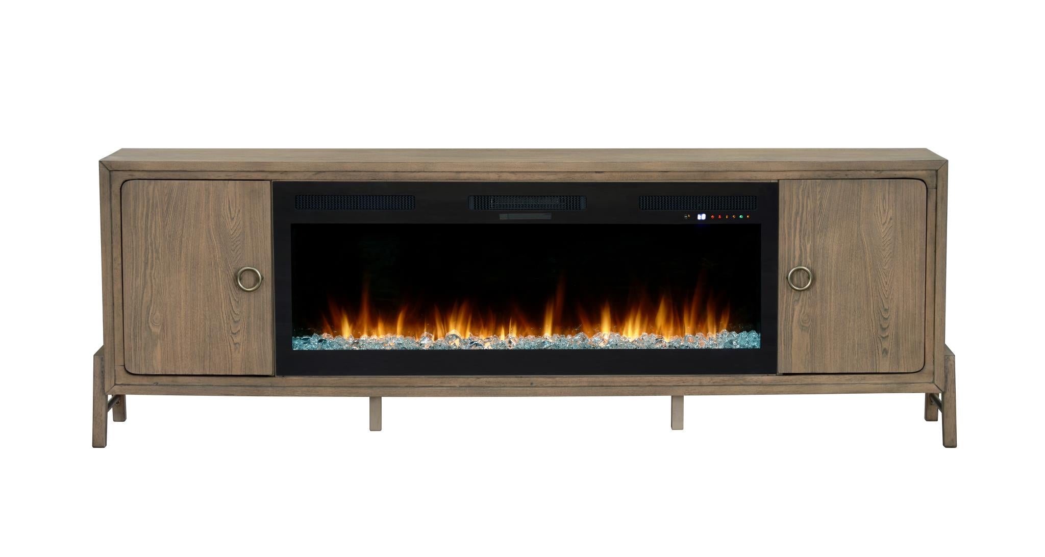 2PC Elure 84" Latte Fireplace Console with 50" Crystals