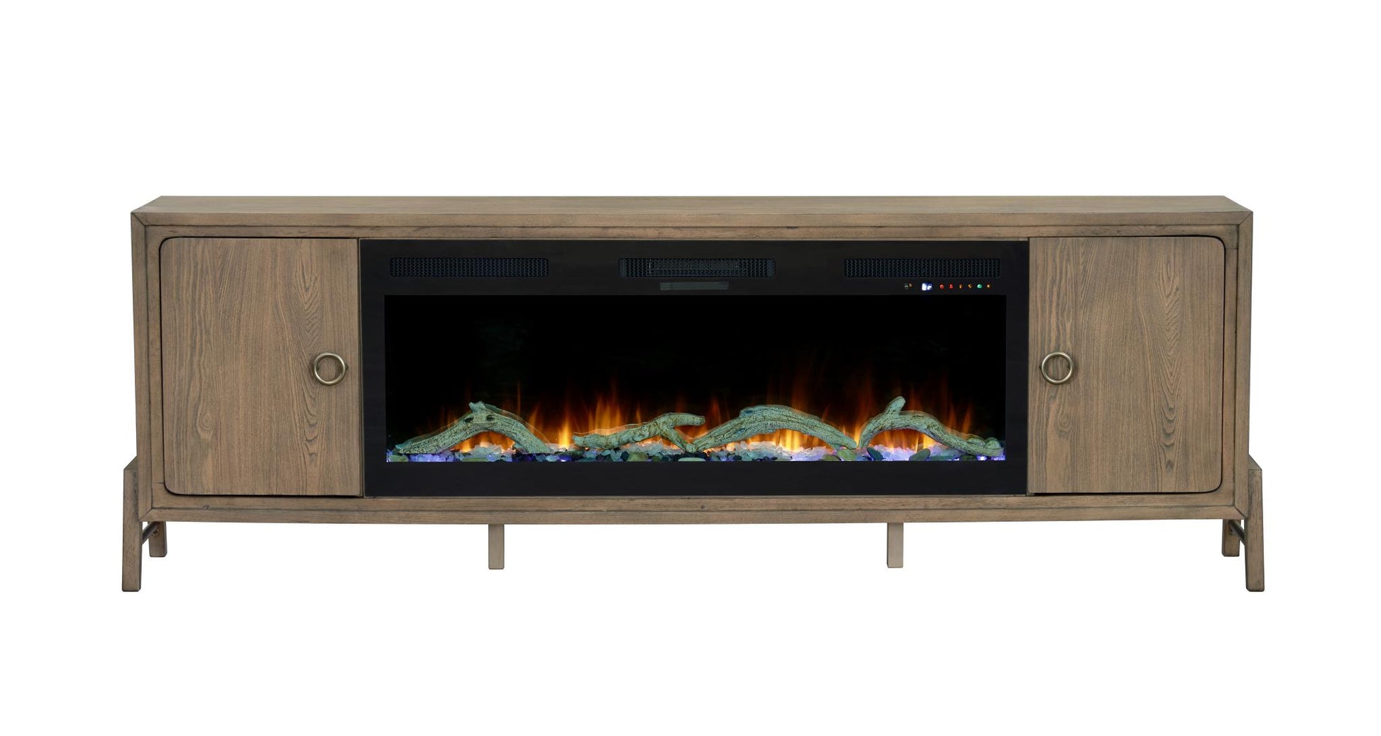 2PC Elure 84" Latte Fireplace Console with 50" Logs