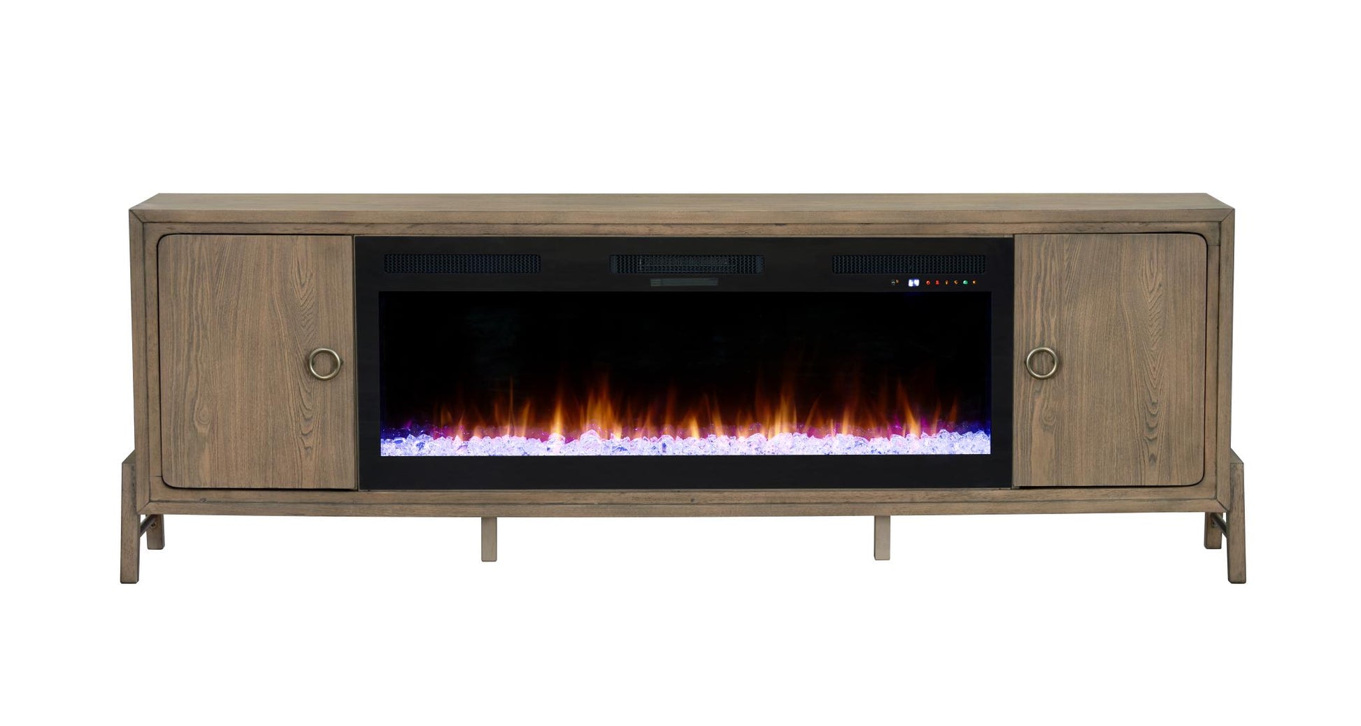2PC Elure 84" Latte Fireplace Console with 50" Crystals