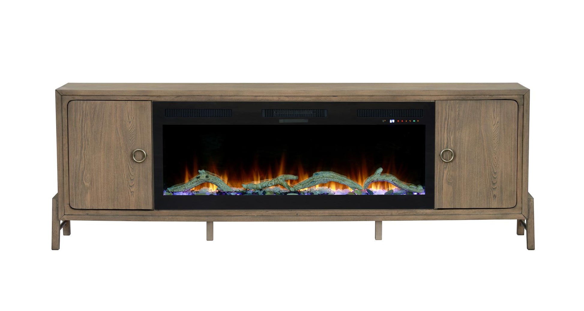 2PC Elure 84" Latte Fireplace Console with 50" Logs