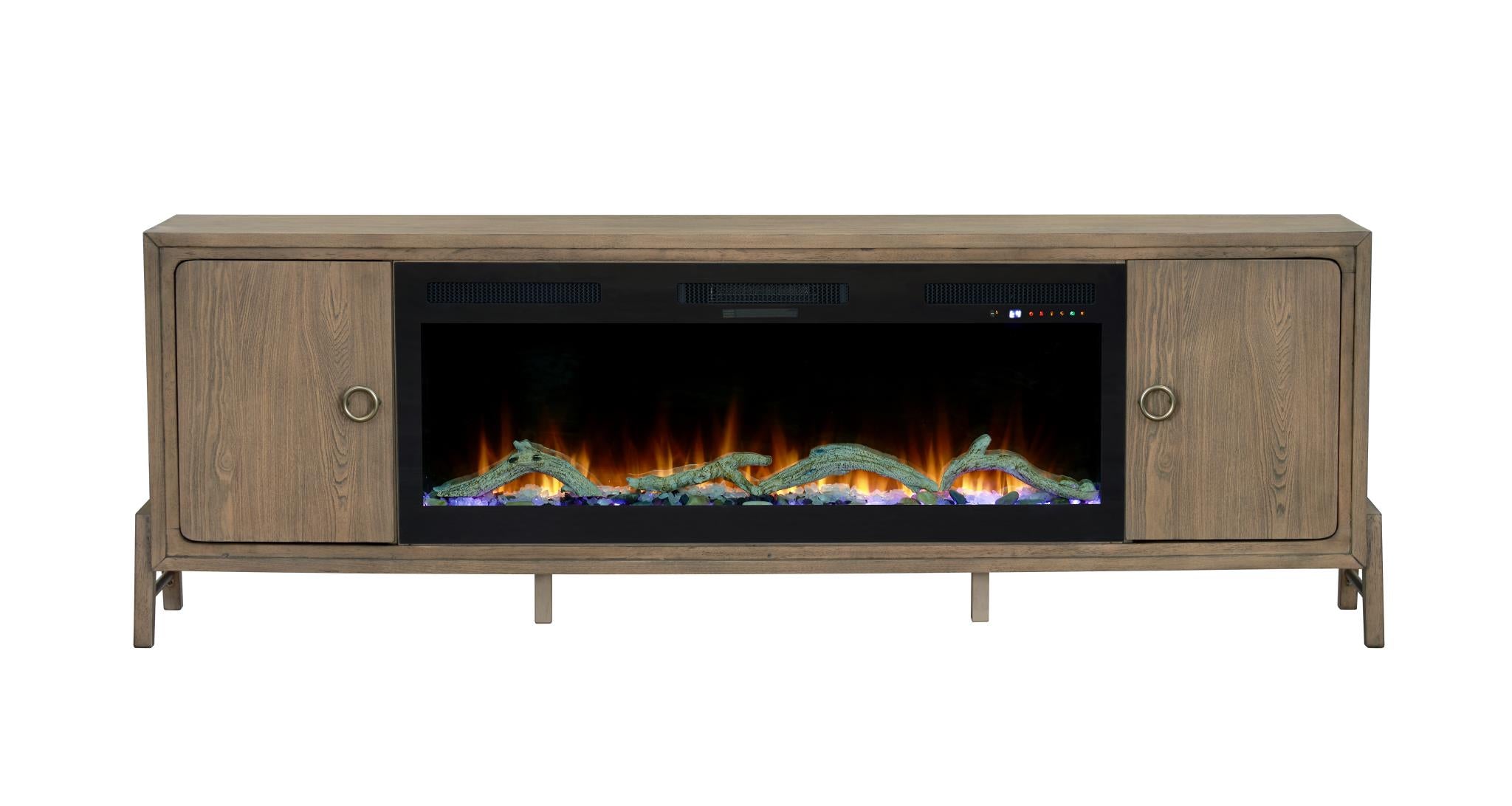 2PC Elure 84" Latte Fireplace Console with 50" Logs