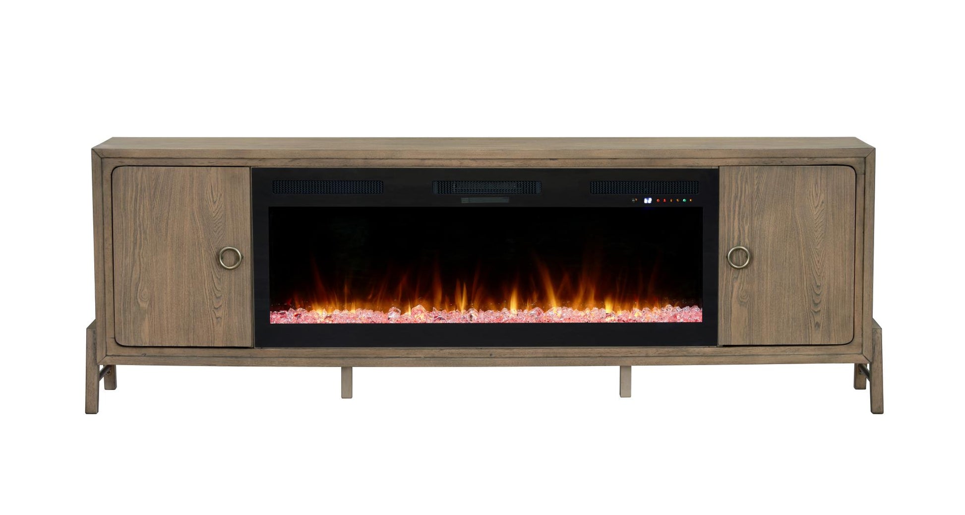2PC Elure 84" Latte Fireplace Console with 50" Crystals
