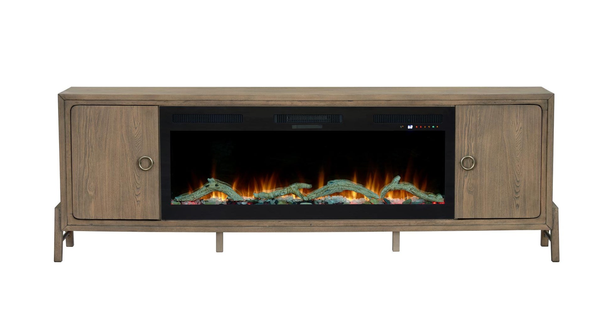 2PC Elure 84" Latte Fireplace Console with 50" Logs