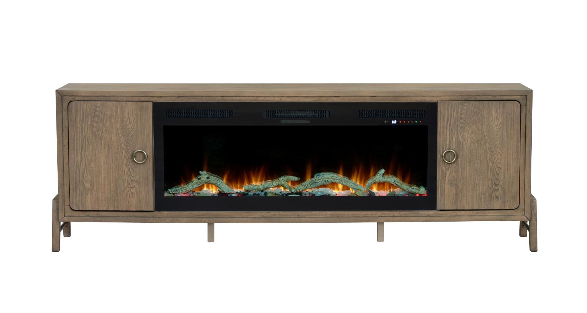 2PC Elure 84" Latte Fireplace Console with 50" Logs