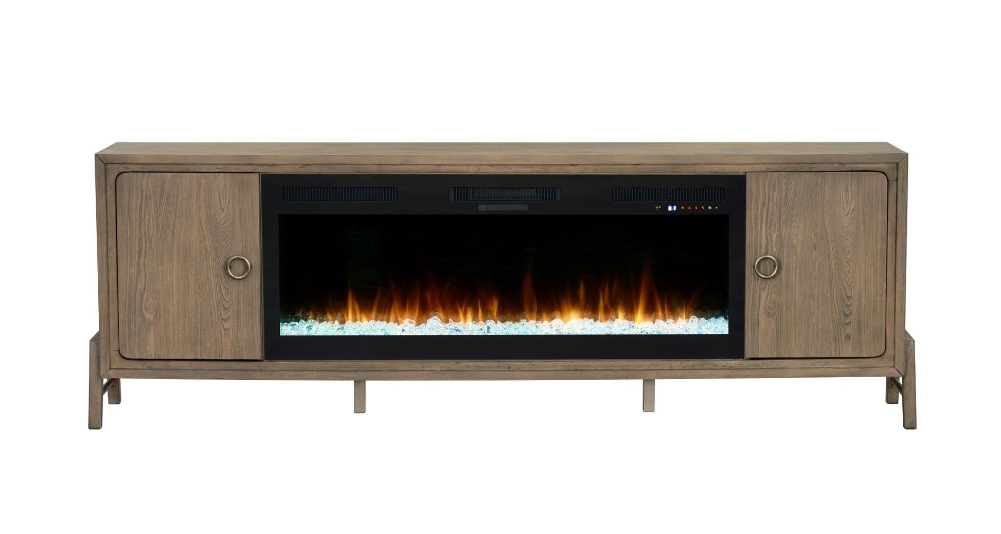 2PC Elure 84" Latte Fireplace Console with 50" Crystals