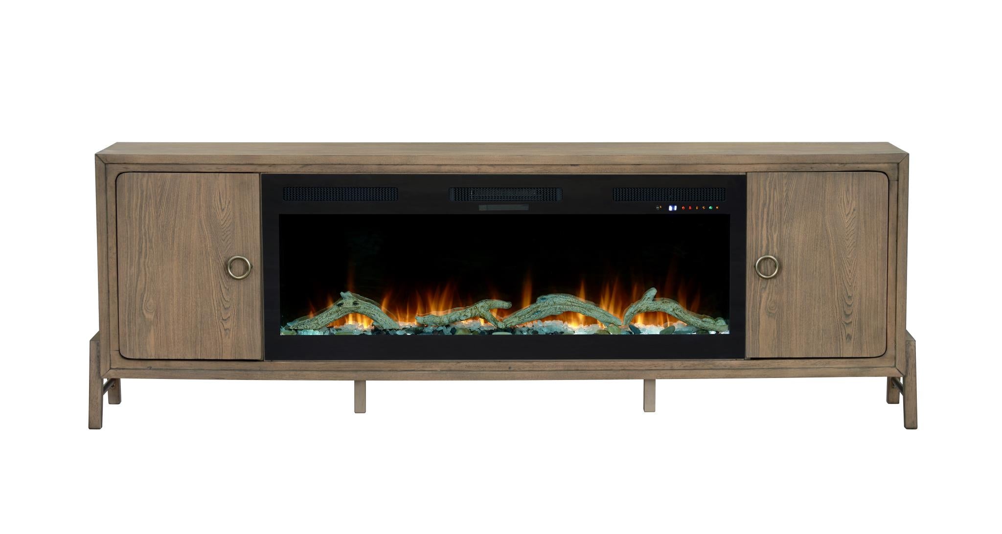 2PC Elure 84" Latte Fireplace Console with 50" Logs