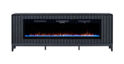 2PC Elure 96" Peppercorn Fireplace Console with 74" Crystals
