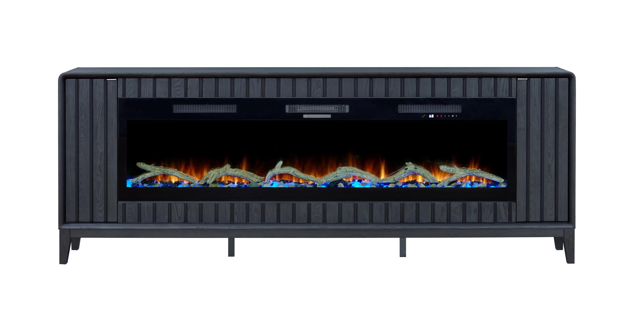 2PC Elure 96" Peppercorn Fireplace Console with 74" Logs