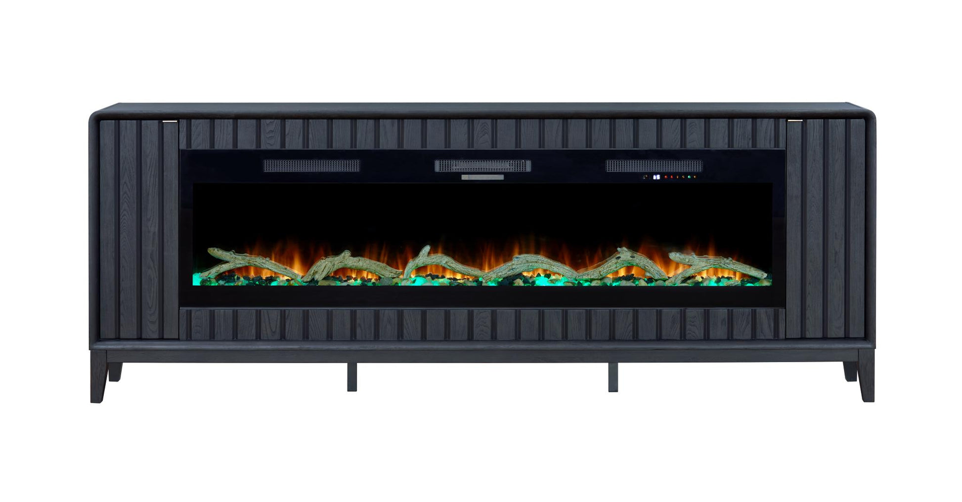 2PC Elure 96" Peppercorn Fireplace Console with 74" Logs
