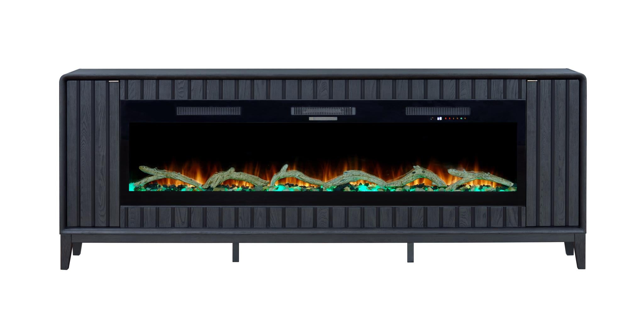 2PC Elure 96" Peppercorn Fireplace Console with 74" Logs