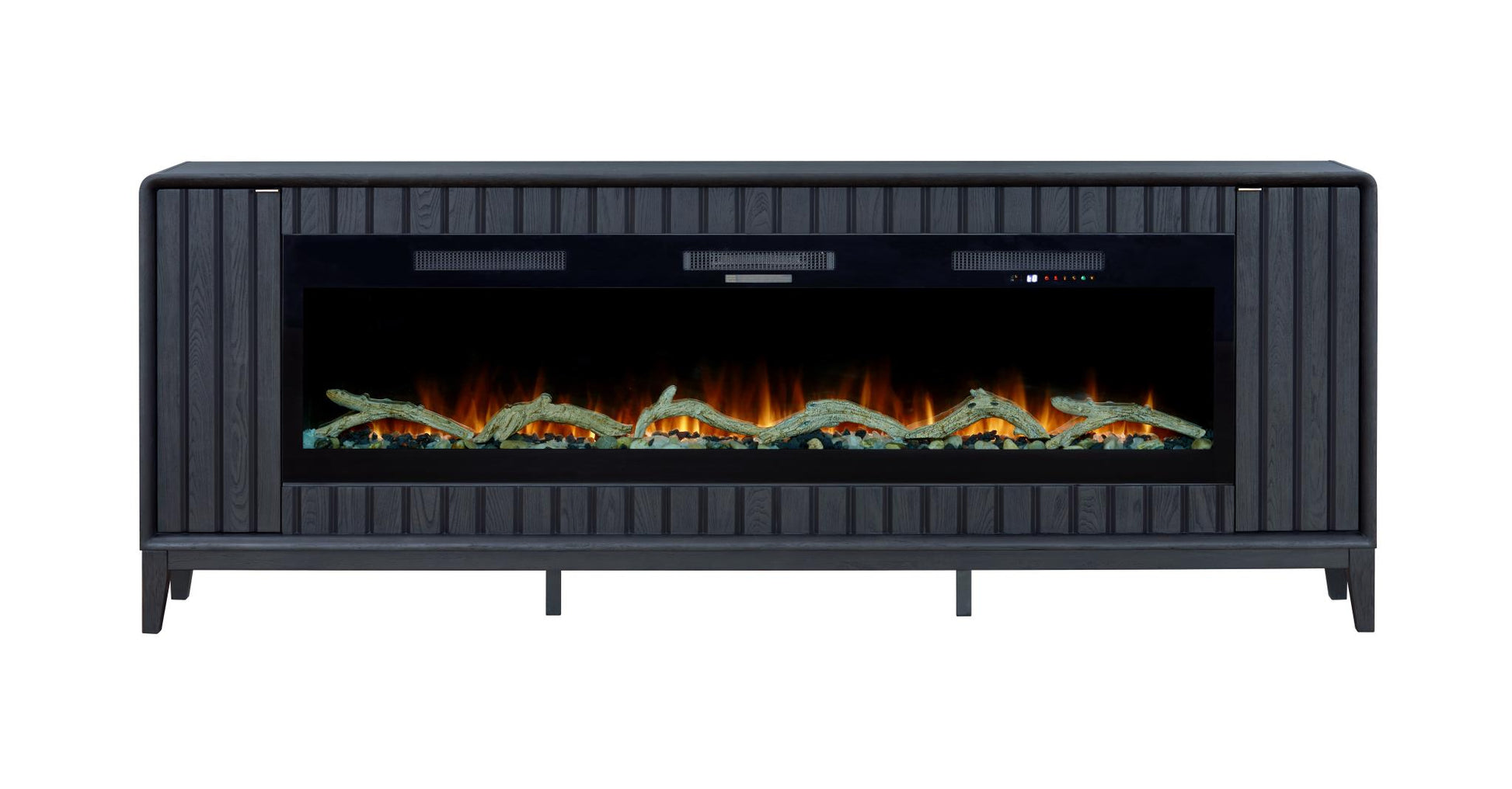 2PC Elure 96" Peppercorn Fireplace Console with 74" Logs