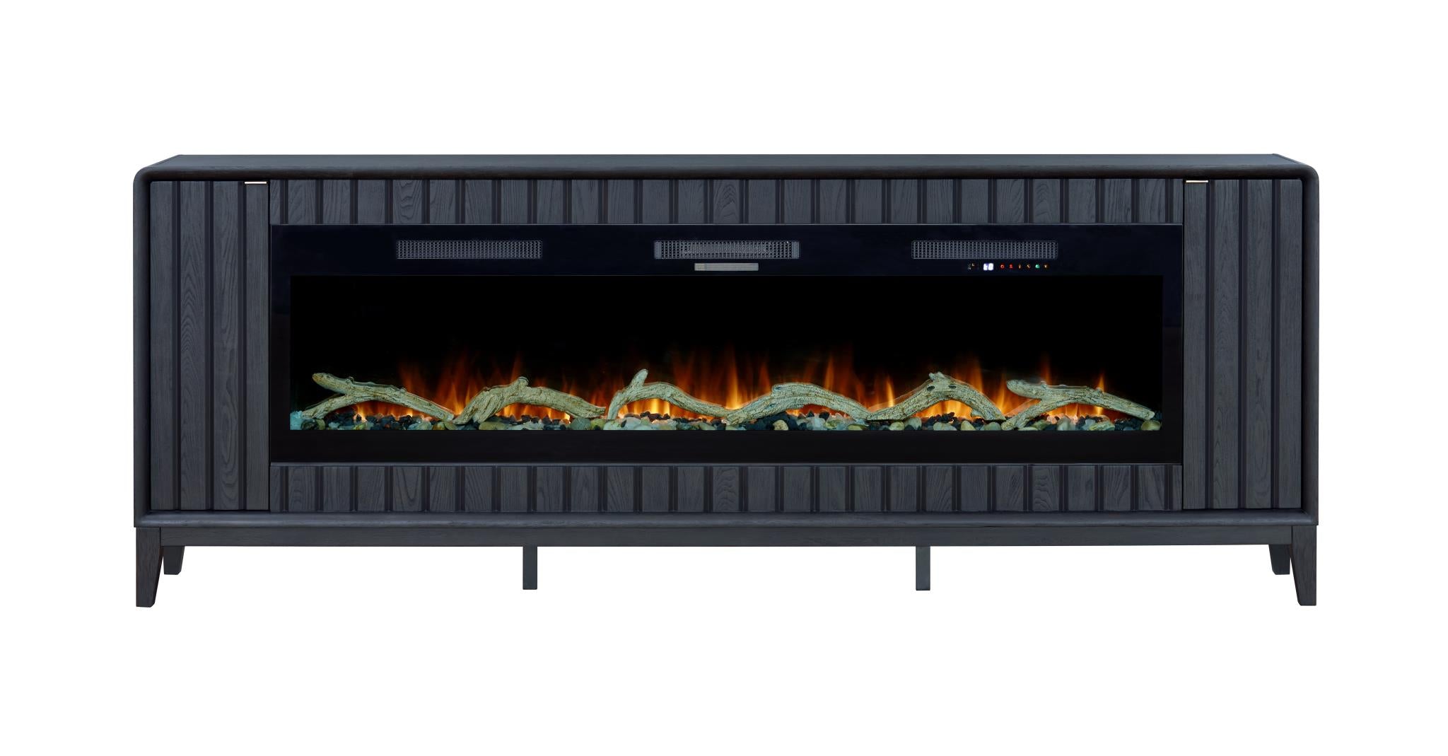 2PC Elure 96" Peppercorn Fireplace Console with 74" Logs