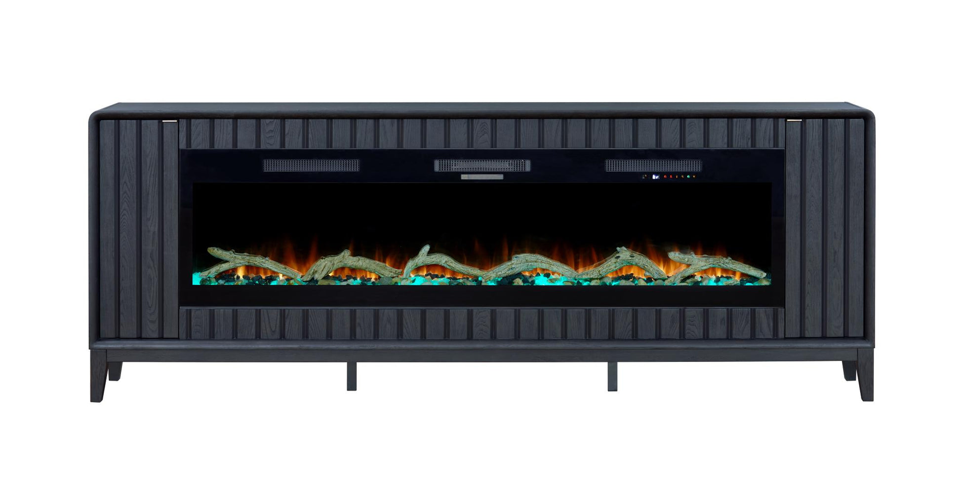 2PC Elure 96" Peppercorn Fireplace Console with 74" Logs