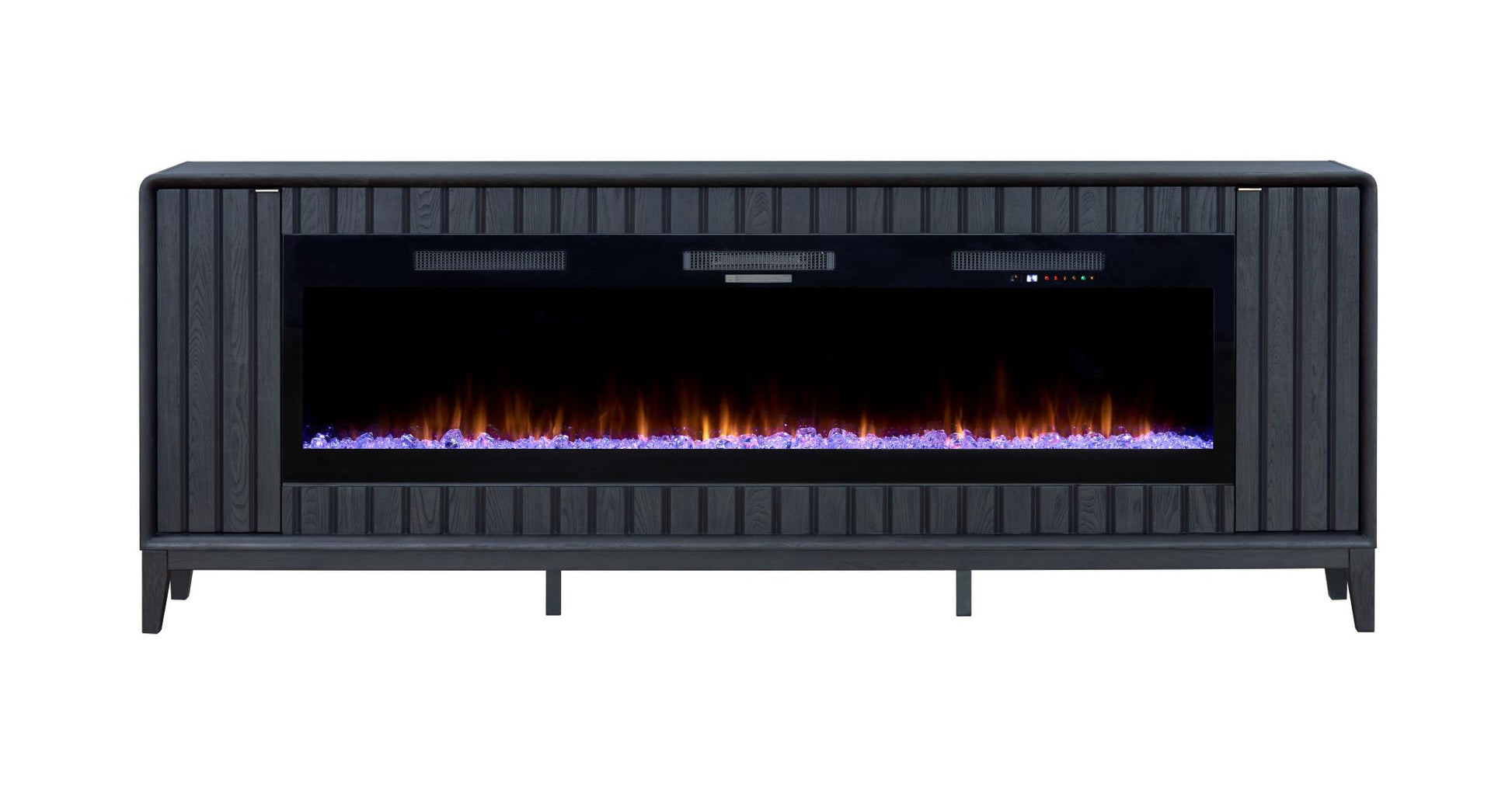 2PC Elure 96" Peppercorn Fireplace Console with 74" Crystals