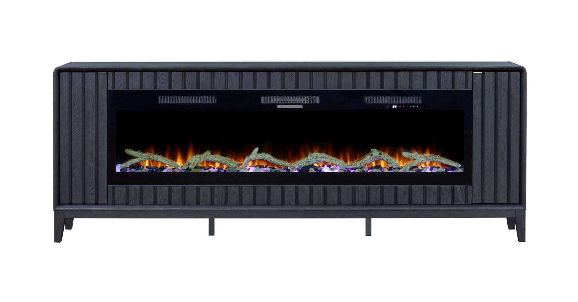 2PC Elure 96" Peppercorn Fireplace Console with 74" Logs