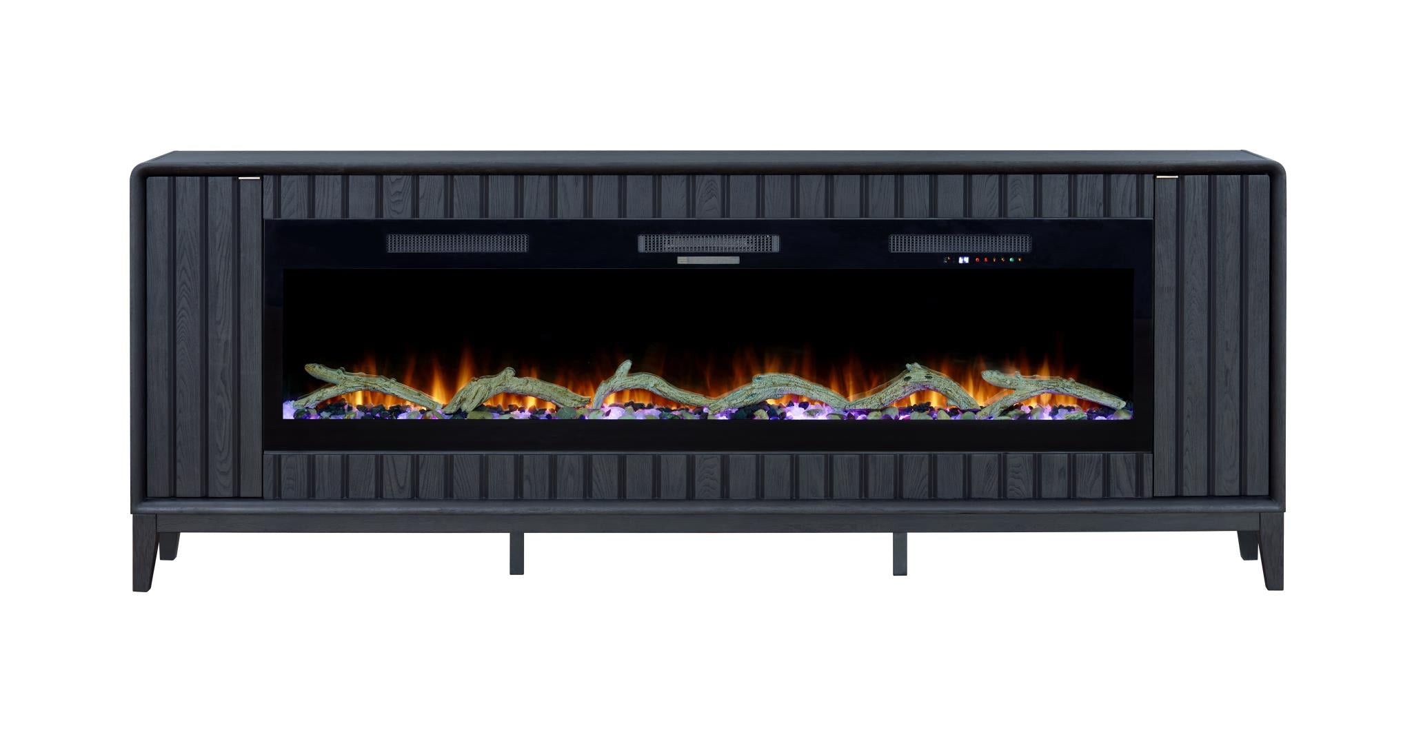 2PC Elure 96" Peppercorn Fireplace Console with 74" Logs