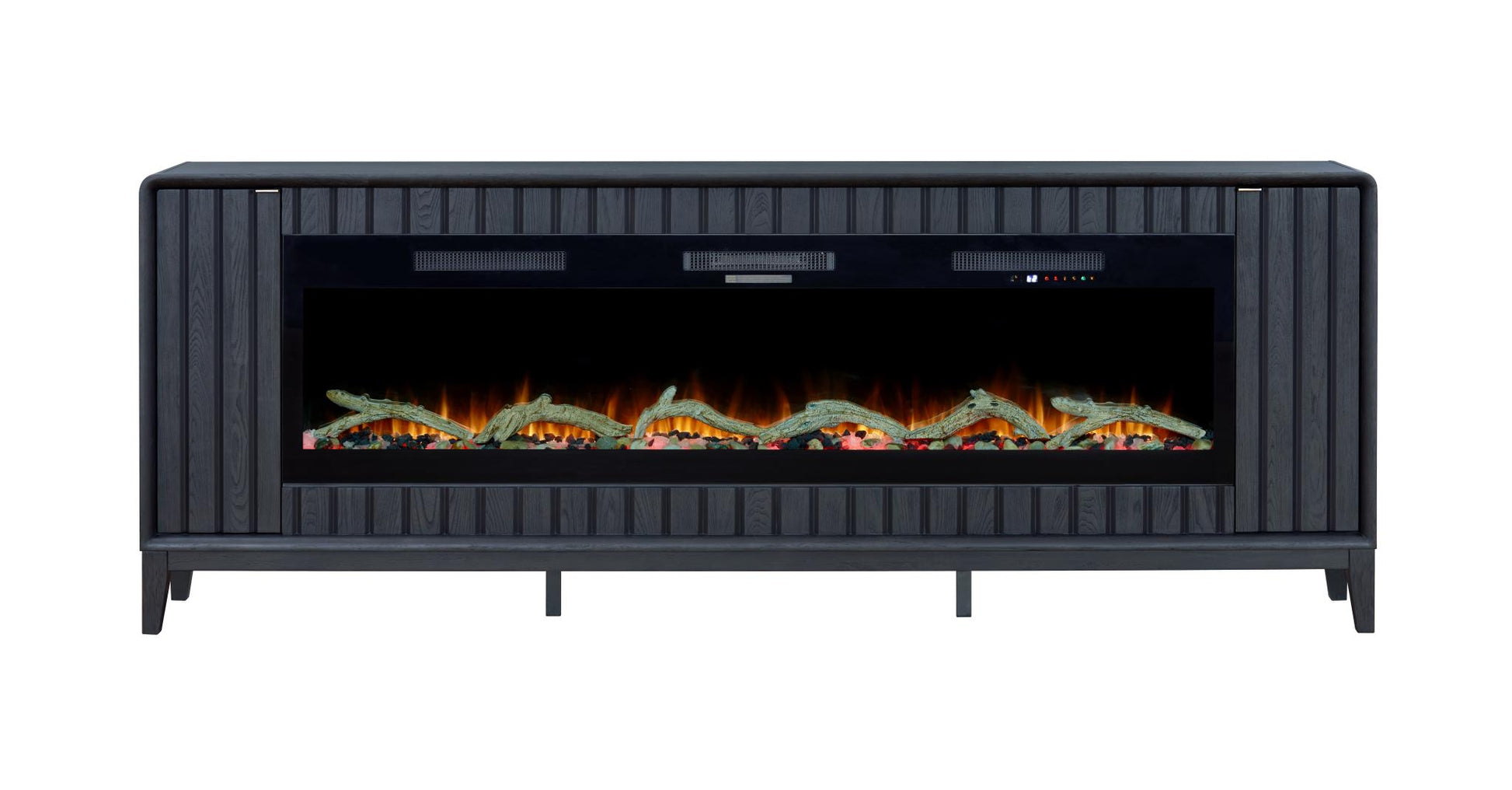 2PC Elure 96" Peppercorn Fireplace Console with 74" Logs
