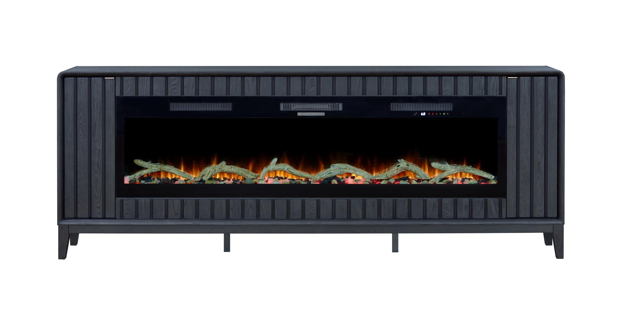 2PC Elure 96" Peppercorn Fireplace Console with 74" Logs