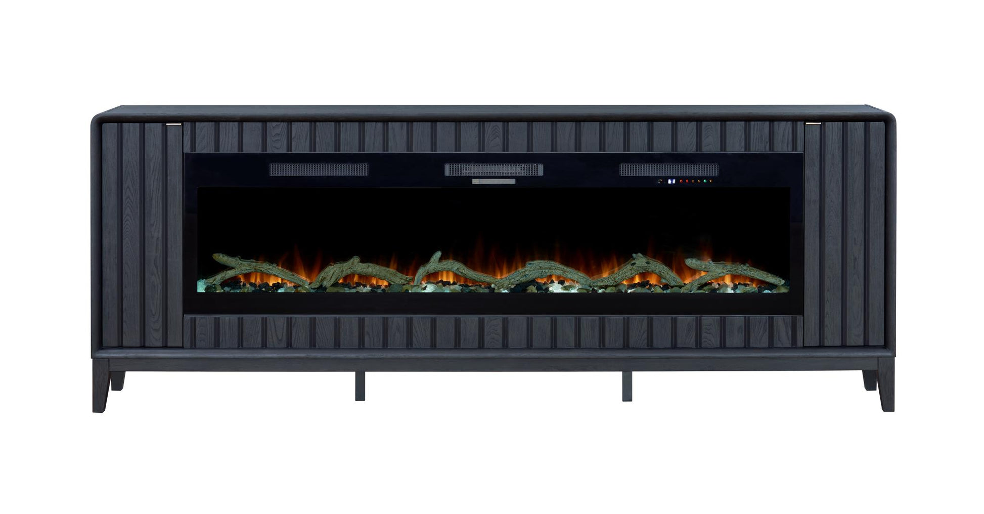 2PC Elure 96" Peppercorn Fireplace Console with 74" Logs