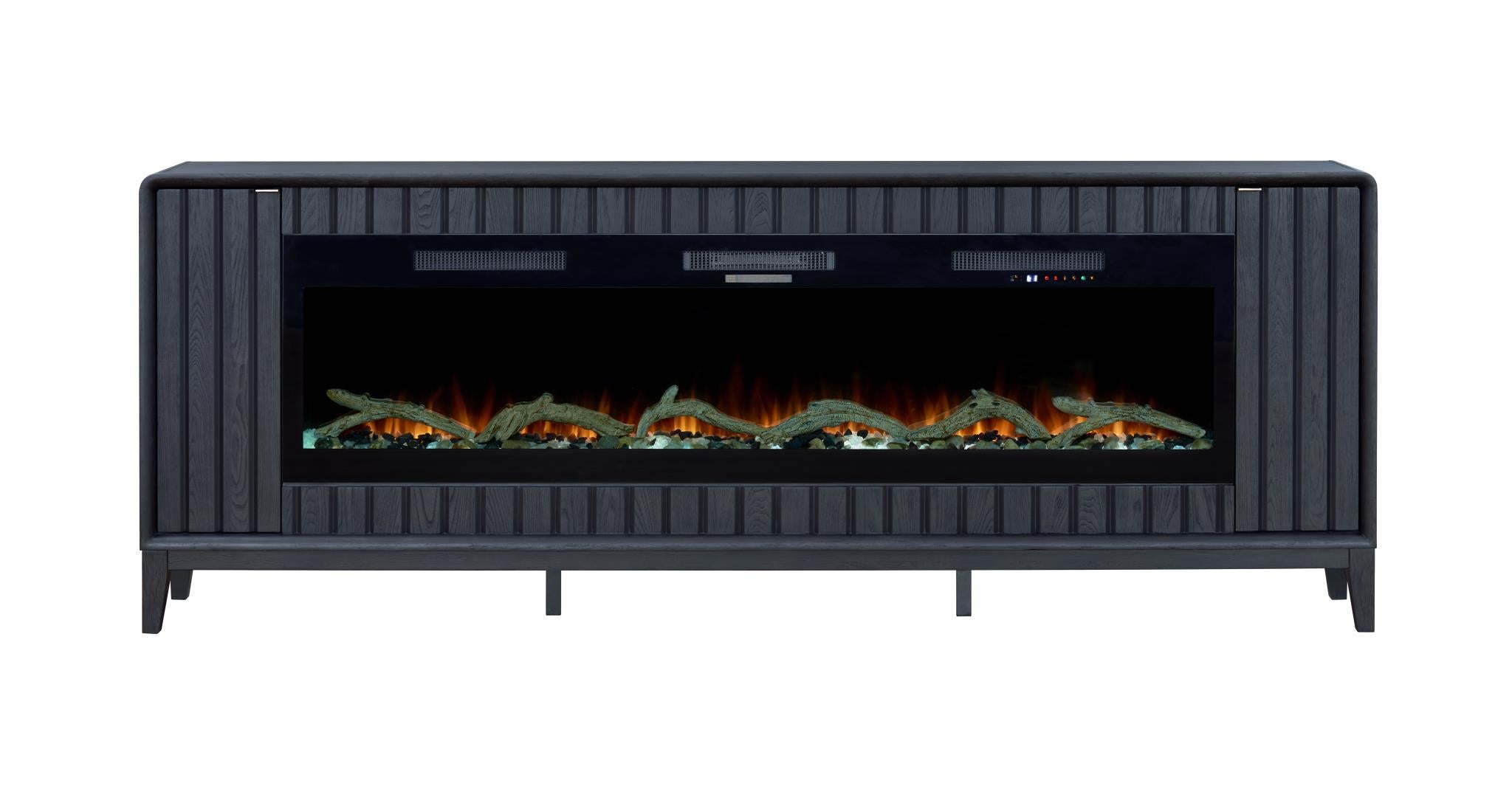 2PC Elure 96" Peppercorn Fireplace Console with 74" Logs