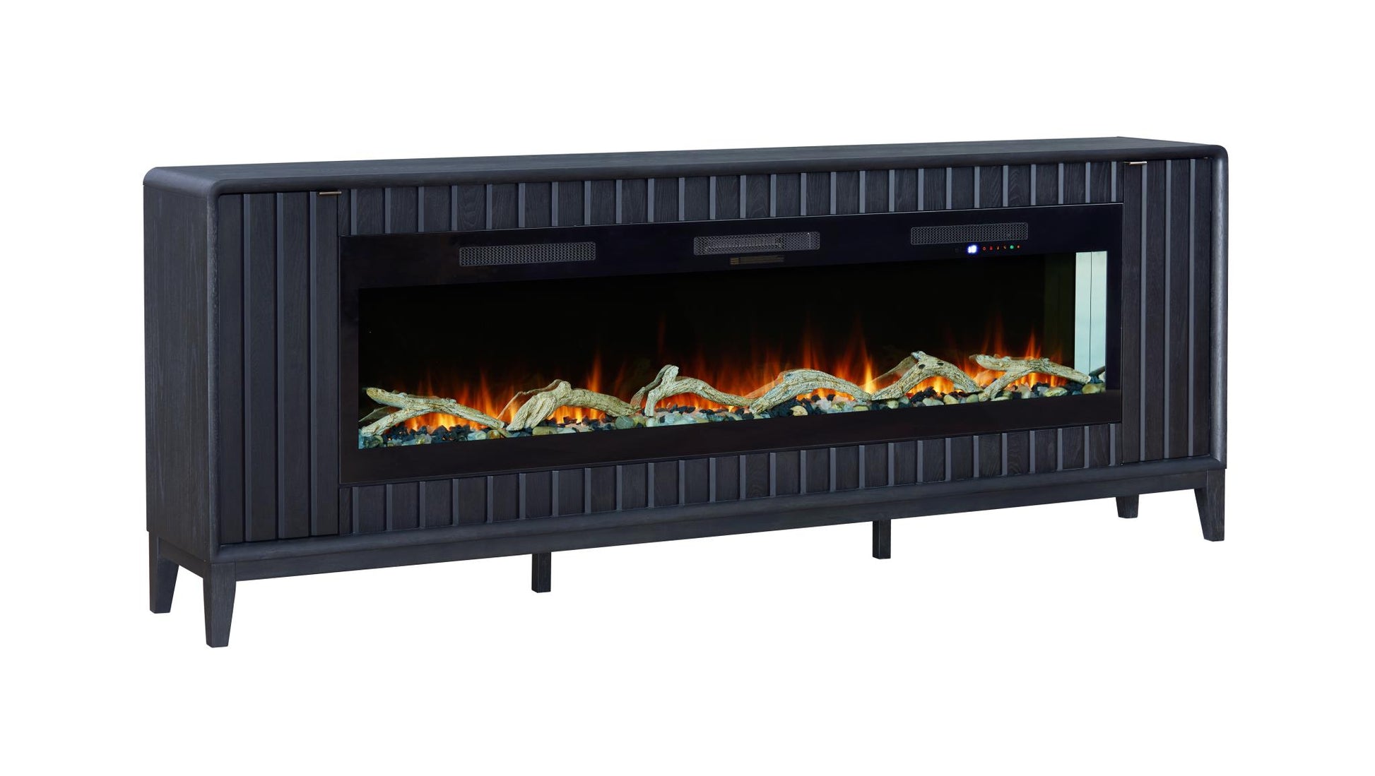 2PC Elure 96" Peppercorn Fireplace Console with 74" Logs