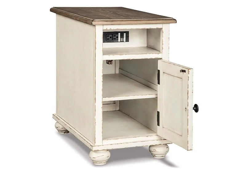 Magnolia Two Tone Traditional Cottage Chairside End Table with USB Charging