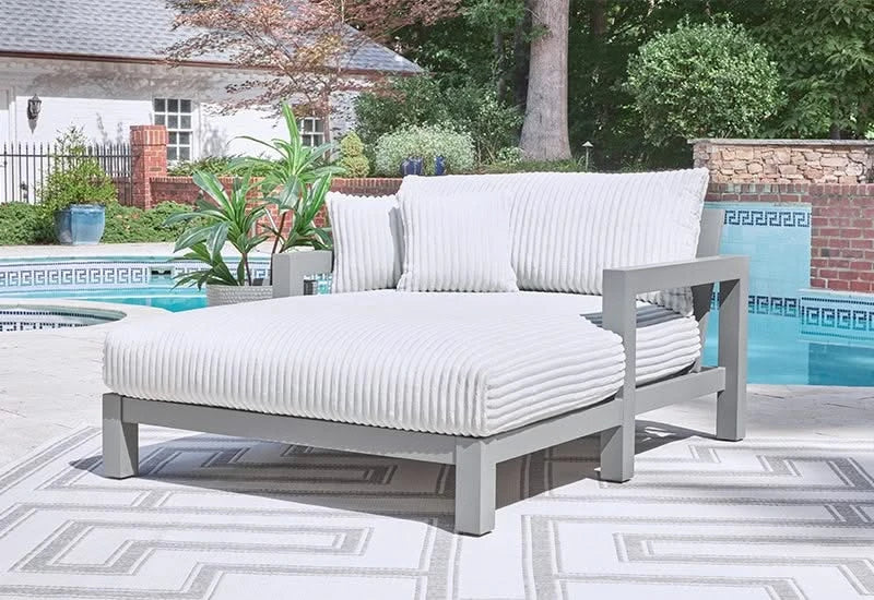 Marlin Outdoor All Weather Chaise Lounge with Cushions and Throw Pillows