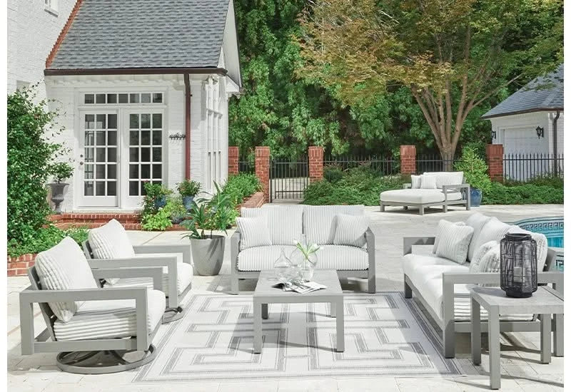 Marlin Outdoor All Weather Sofa and Loveseat with Cushions and Throw Pillows