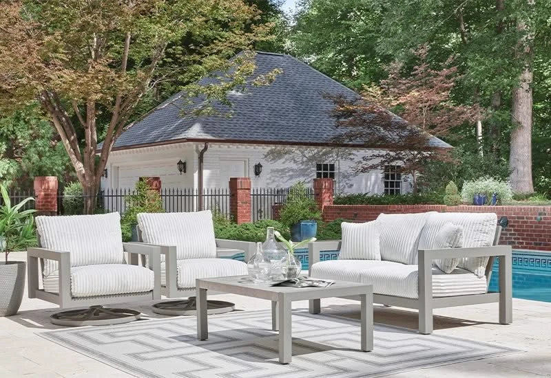 Marlin Outdoor All Weather Loveseat with Cushions and Throw Pillows
