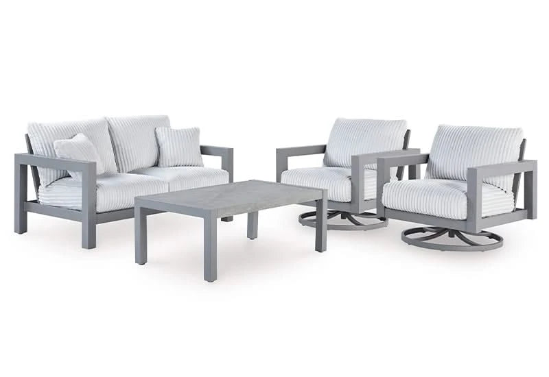 Marlin Outdoor All Weather Sofa and Loveseat with Cushions and Throw Pillows