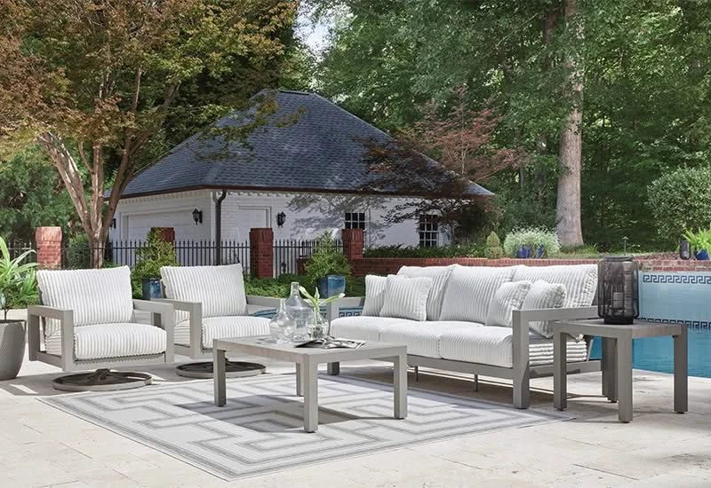 Marlin Outdoor All Weather Sofa with Cushions and Throw Pillows