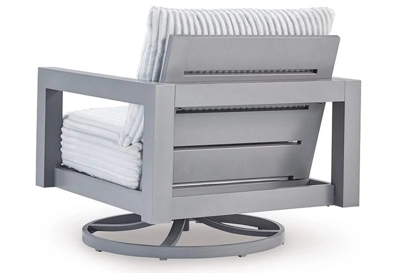 Marlin Outdoor All Weather Swivel Chair with Cushion and Throw Pillows