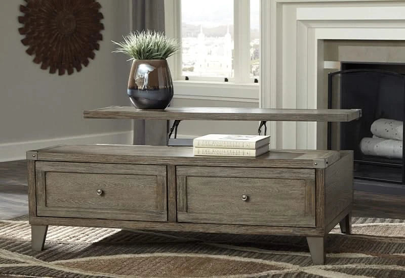 Memphis Brown Modern Rustic Lift Top Coffee Table
