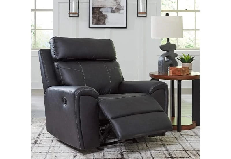 Miles Gunmetal Black Glider Recliner